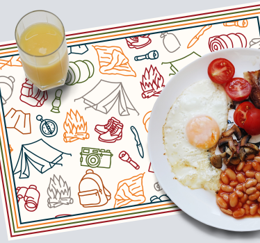 Tischsets originell mit camping abenteuer symbolen - TenStickers