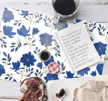 Tischsets originell mit floralem blauen muster - TenStickers