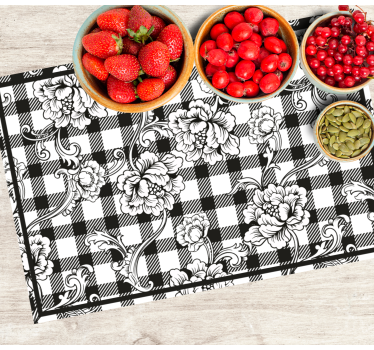 Tischsets originell mit floralem karomuster - TenStickers