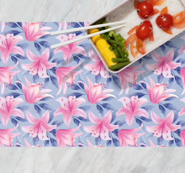 Tischsets originell mit floralem pinken lilienmuster - TenStickers