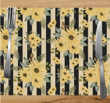 Tischsets originell mit floralem streifenmuster - TenStickers
