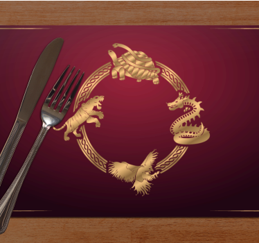 Tischsets originell mit goldenen tieremblemen - TenStickers