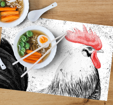 Tischsets originell mit hahn-illustration - TenStickers