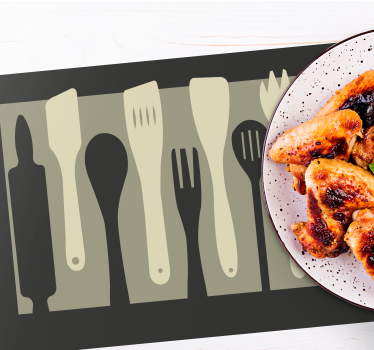 Tischsets originell mit kochutensilien-silhouetten - TenStickers