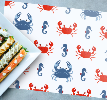 Tischsets originell mit krabben und seepferdchen-muster - TenStickers