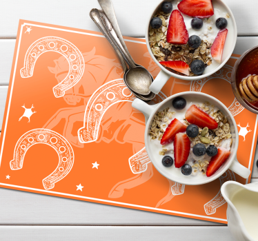 Tischsets originell mit orangefarbenem hufeisenmuster - TenStickers