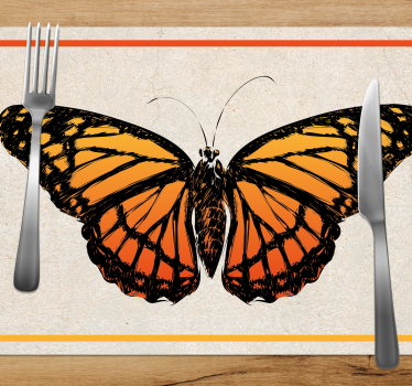 Tischsets originell mit orangefarbenem monarchfalter - TenStickers