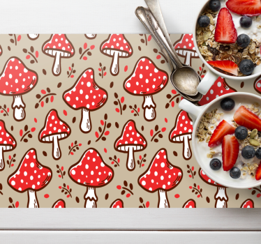 Tischsets originell mit roten gepunkteten pilzen - TenStickers
