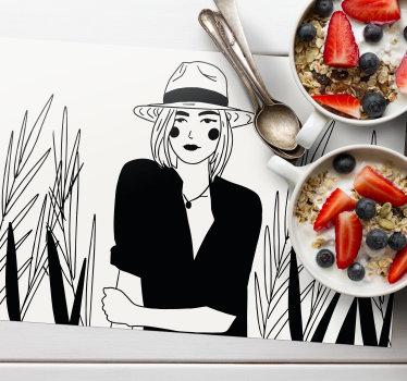 Tischsets originell mit stilvoller frauenillustration - TenStickers
