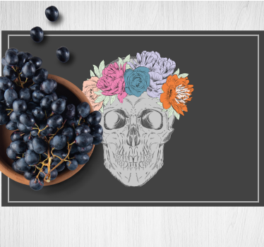Tischsets originell mit totenkopf blumenkronen - TenStickers
