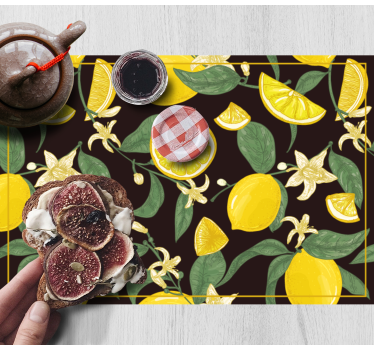 Tischsets originell mit zitronen- und blumenmuster - TenStickers