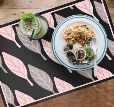 Tischsets originell Rosa und graue waldblätter - TenStickers