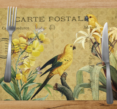 Tischsets originell vintage blumen postkarte - TenStickers