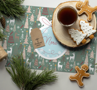 Weihnachts Tischsets Weihnachtswaldmuster - TenStickers