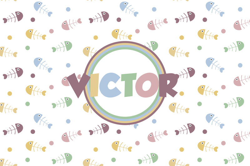 Tischset mit Namen bunte Gräten - TenStickers