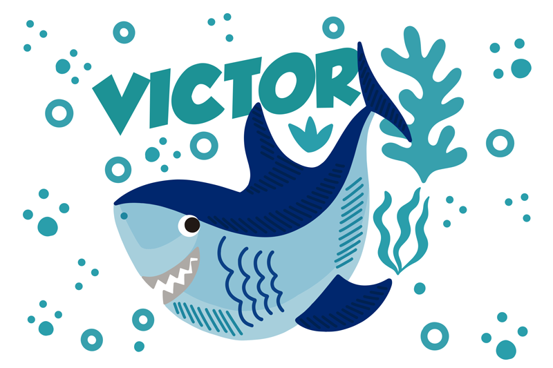 Tischset mit Namen Babyhai Zeichnung - TenStickers