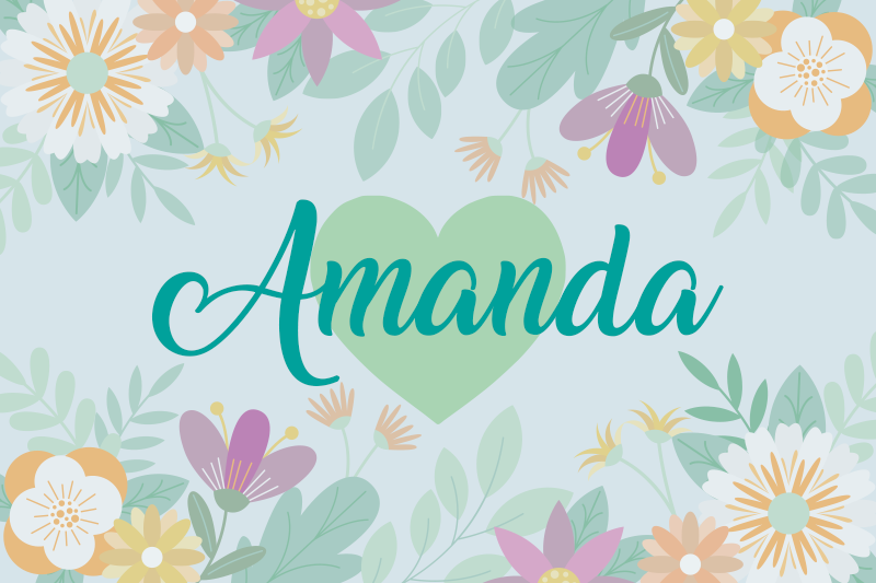 Tischset mit namen flower herz amanda - TenStickers