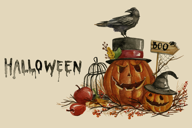 Tischset rechteckig Aquarell Halloween - TenStickers
