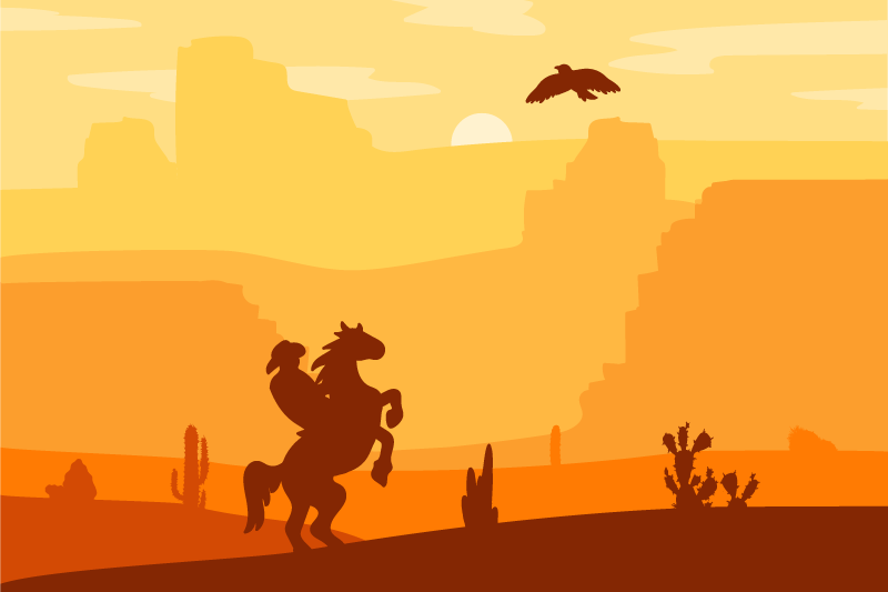 Tischsets originell mit cowboys in silhouette - TenStickers