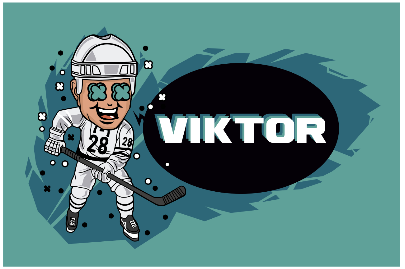 Tischset kinder mit cartoon eishockeyspieler - TenStickers