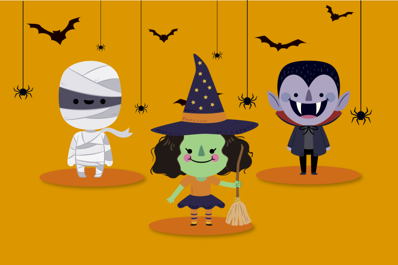 Tischset halloween mit fantasievollen figuren - TenStickers
