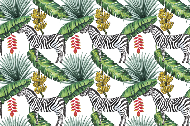 Tischset textur zebra blattmuster - TenStickers