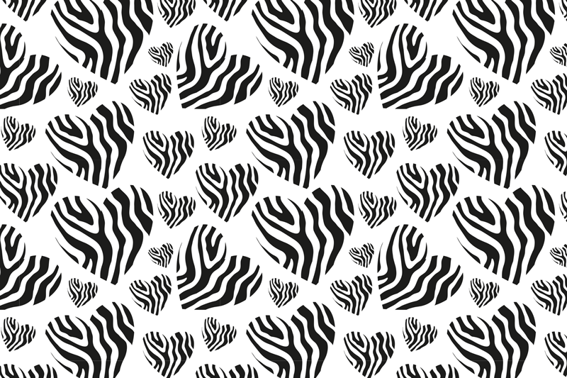 Tischset textur zebra herz muster - TenStickers