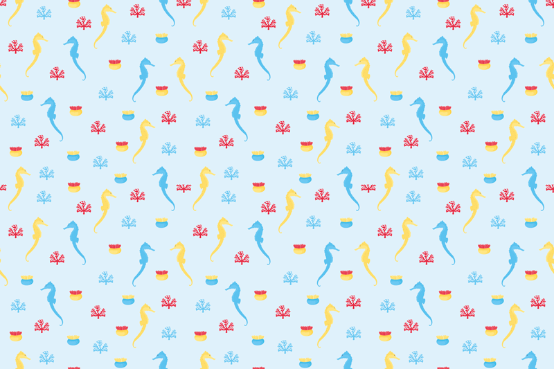 Tischset blau Seepferdchen und koralle - TenStickers