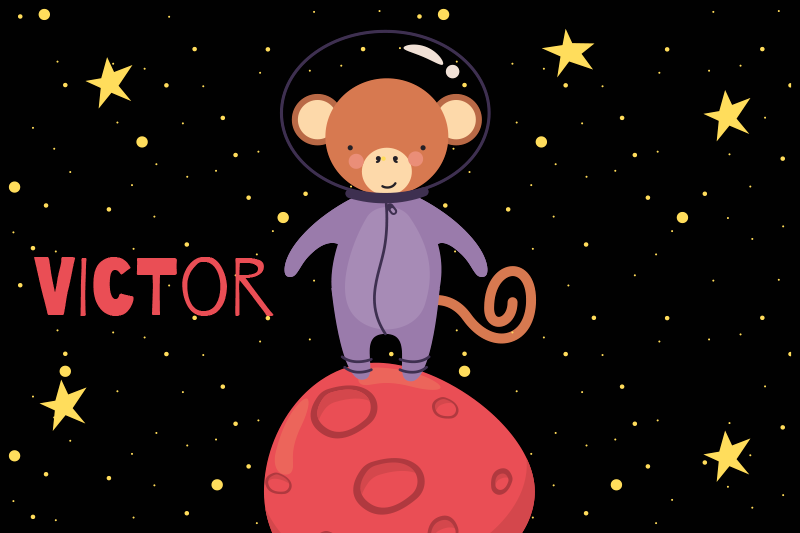 Tischset kinder affen astronaut abenteuer - TenStickers