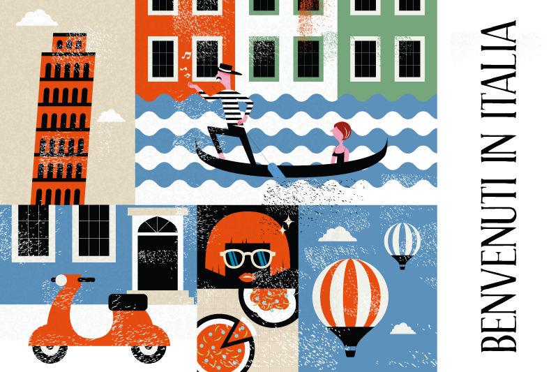 Tischset Restaurant Italienisch berühmtesten lebensmittelikonen - TenStickers