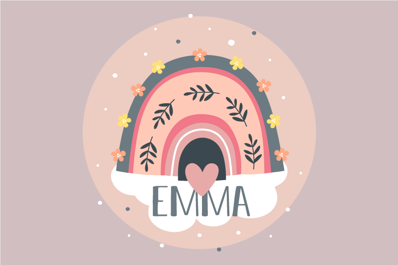 Tischset mit Namen Regenbogen mit Namen für kinder - TenStickers