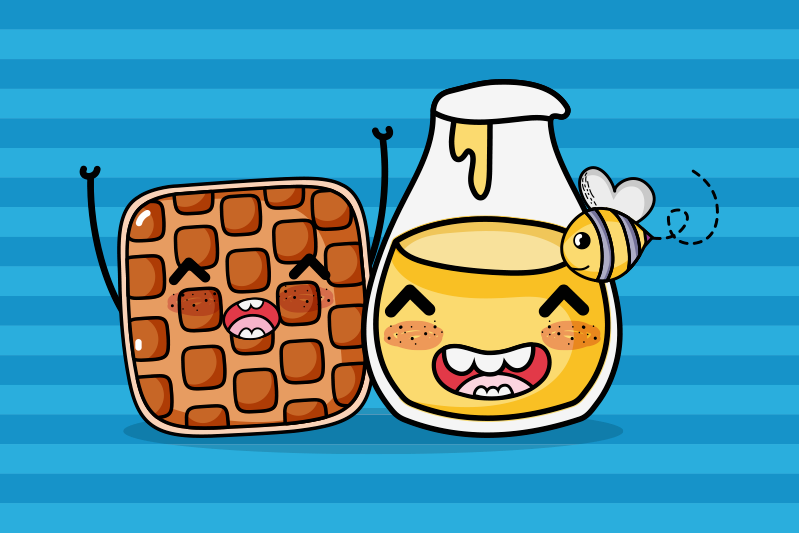 Tischset kinder niedliche waffel und honig - TenStickers