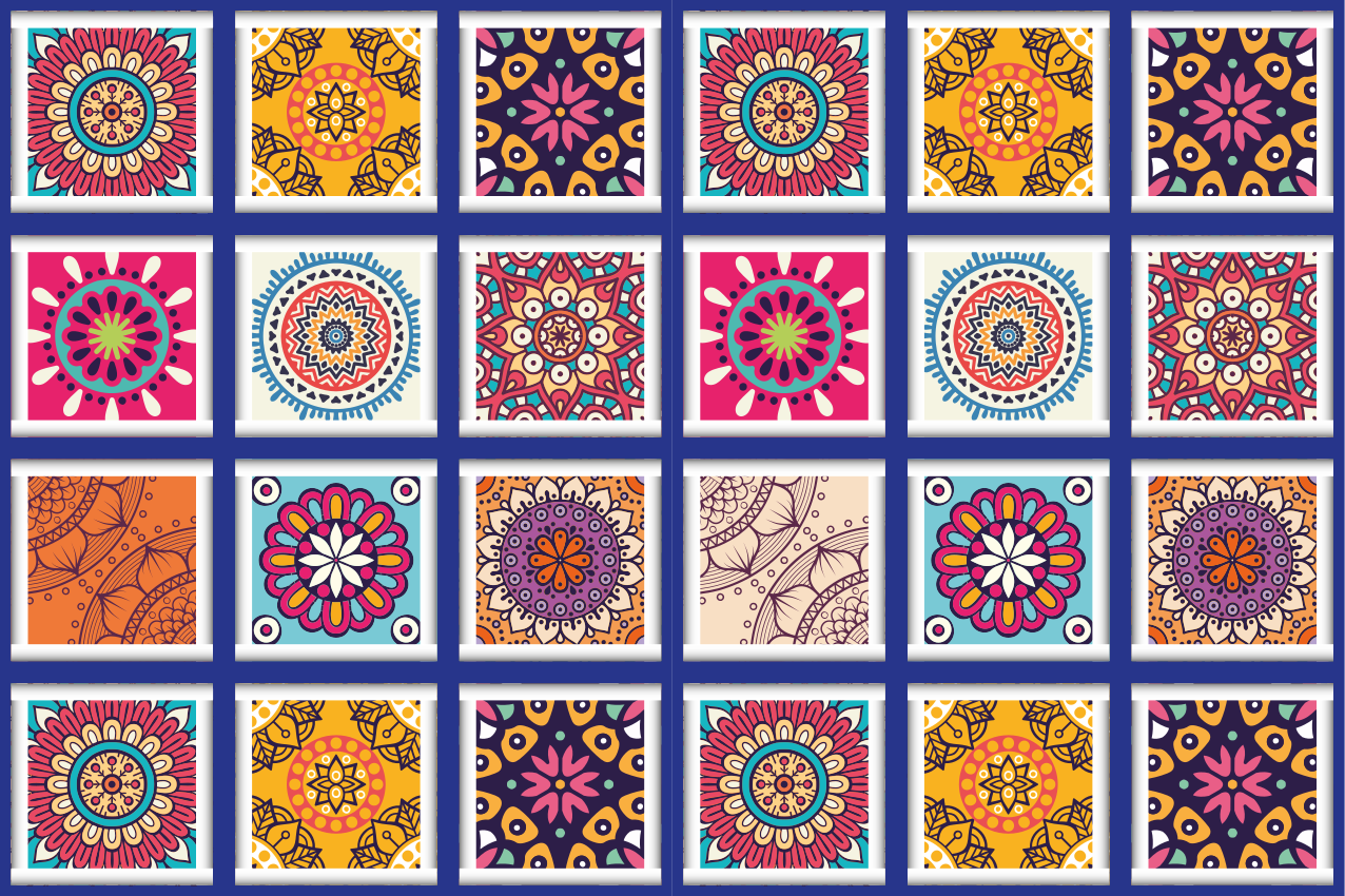 Tischsets originell mit geometrischen blumenmustern - TenStickers