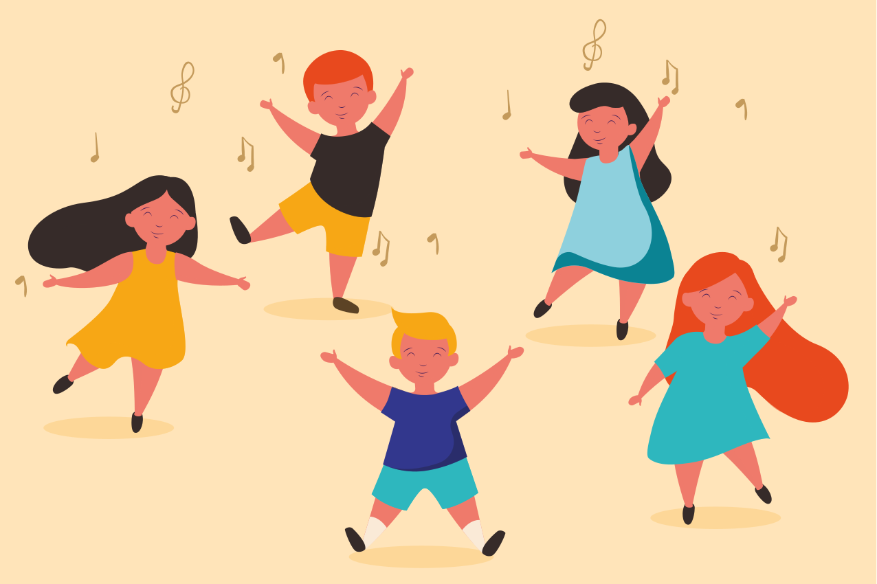 Tischset kinder fröhlich tanzende kinder - TenStickers