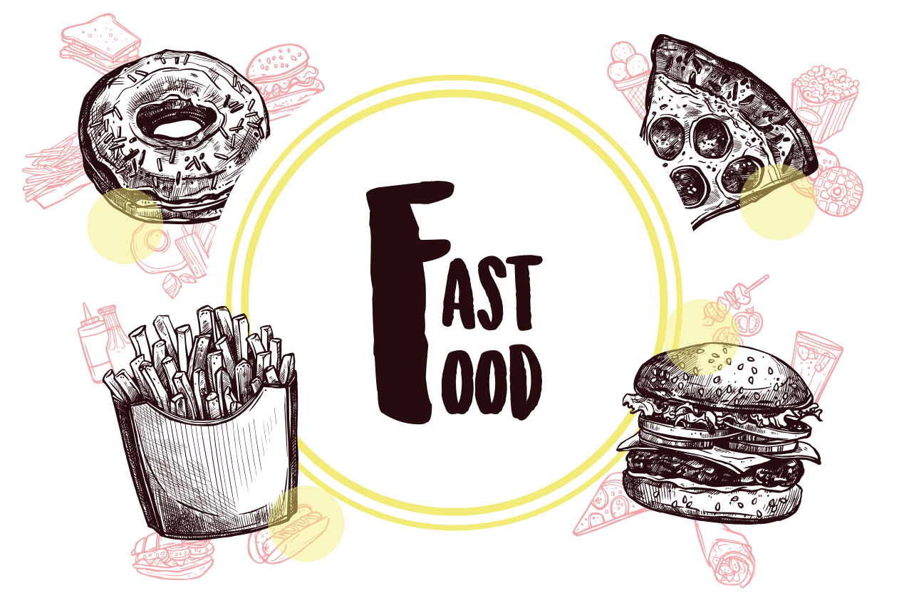 Tischsets originell mit illustrationen von fast food - TenStickers