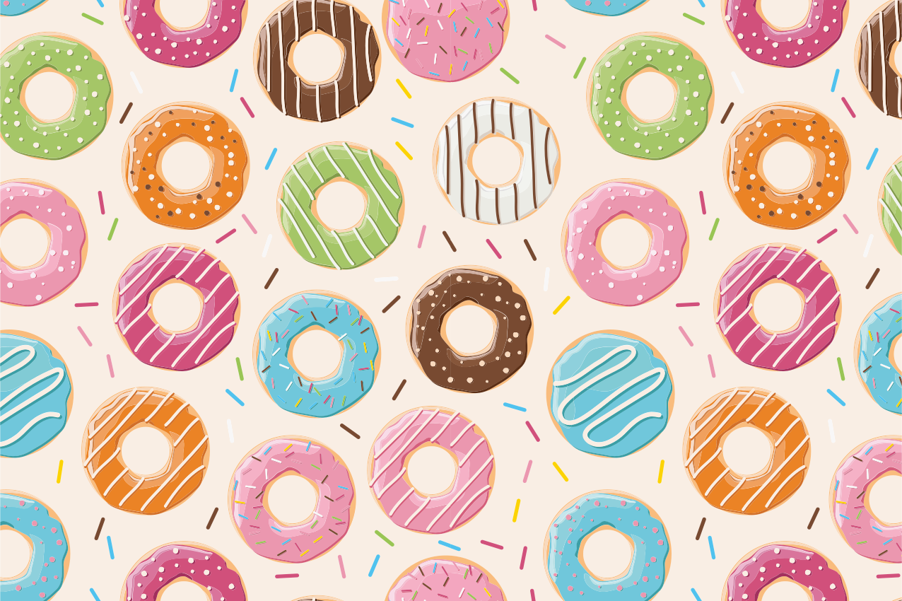 Tischset kinder mit bunten donut-mustern - TenStickers
