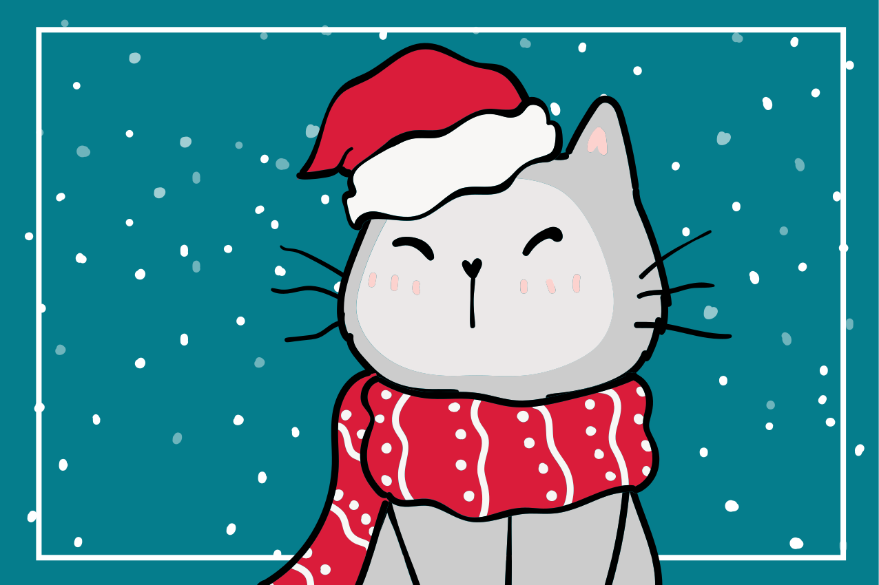 Tischset weihnachten fröhliche katze santa - TenStickers