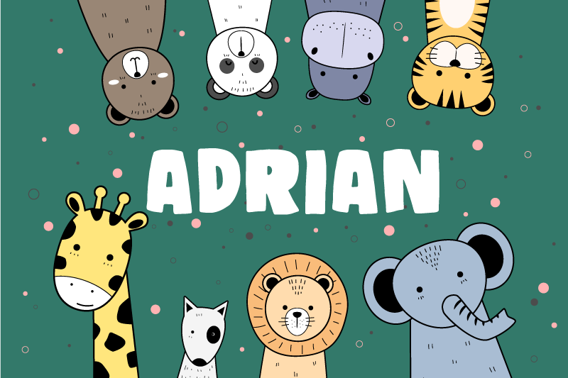 Tischset mit Namen Tierkarikaturen mit Namen - TenStickers