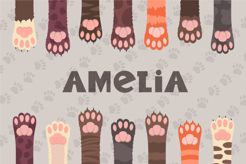 Tischset mit Namen Flauschige bunte katzenpfoten - TenStickers