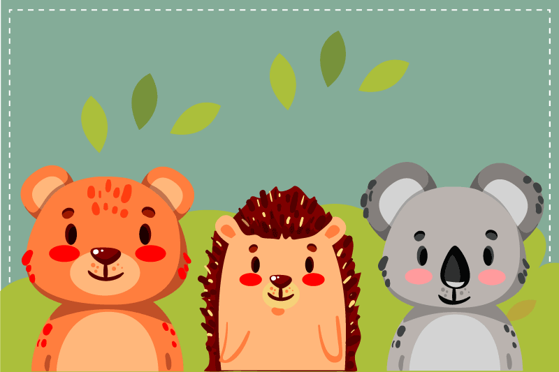 Tischset kinder mit niedlichen tierfreunden - TenStickers