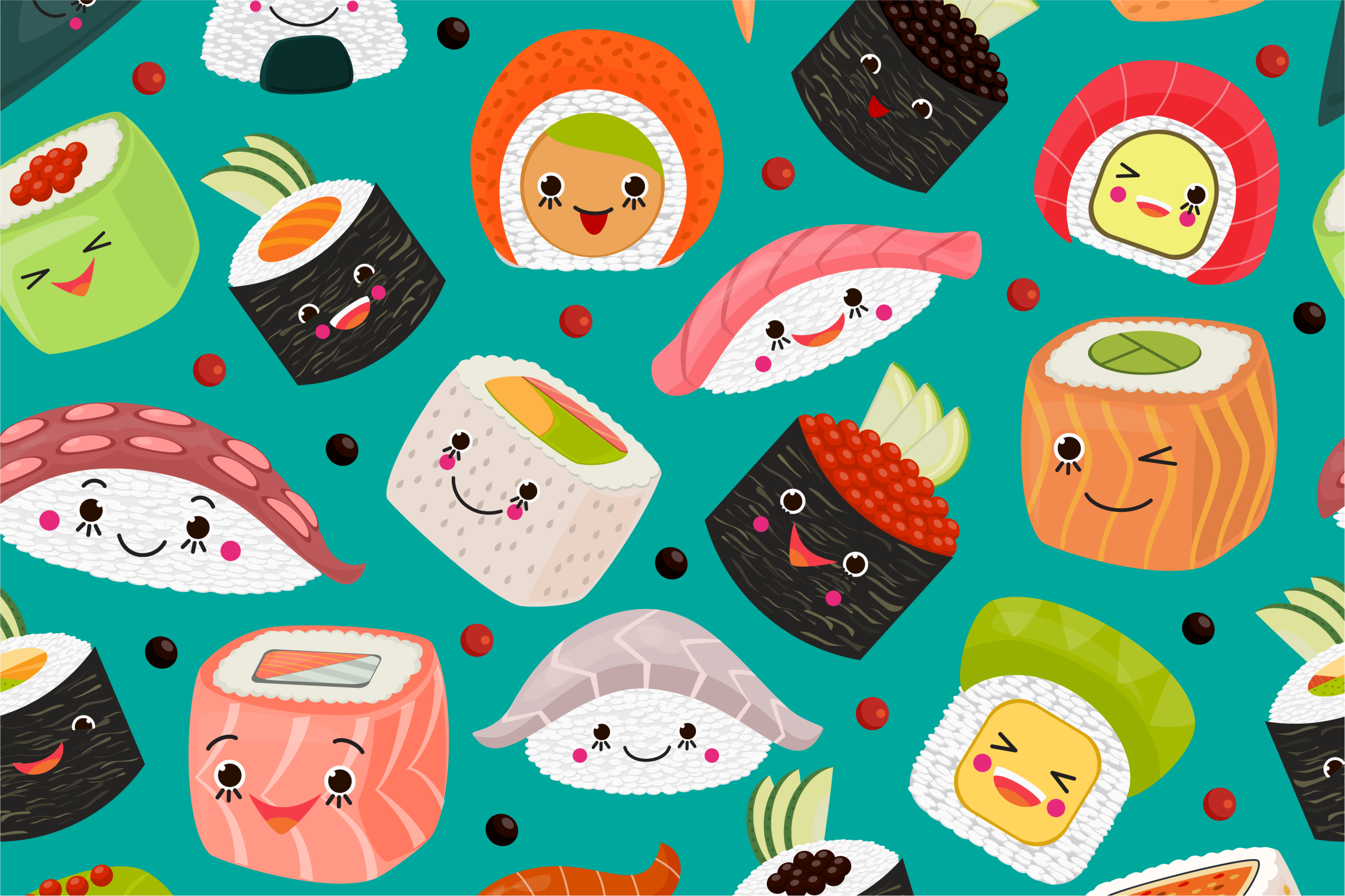 Tischset kinder mit niedlichen sushi figuren - TenStickers
