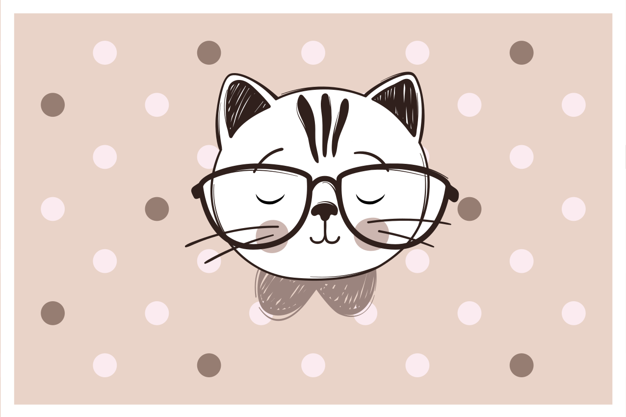 Tischset Kinder Intelligente katze mit brille - TenStickers