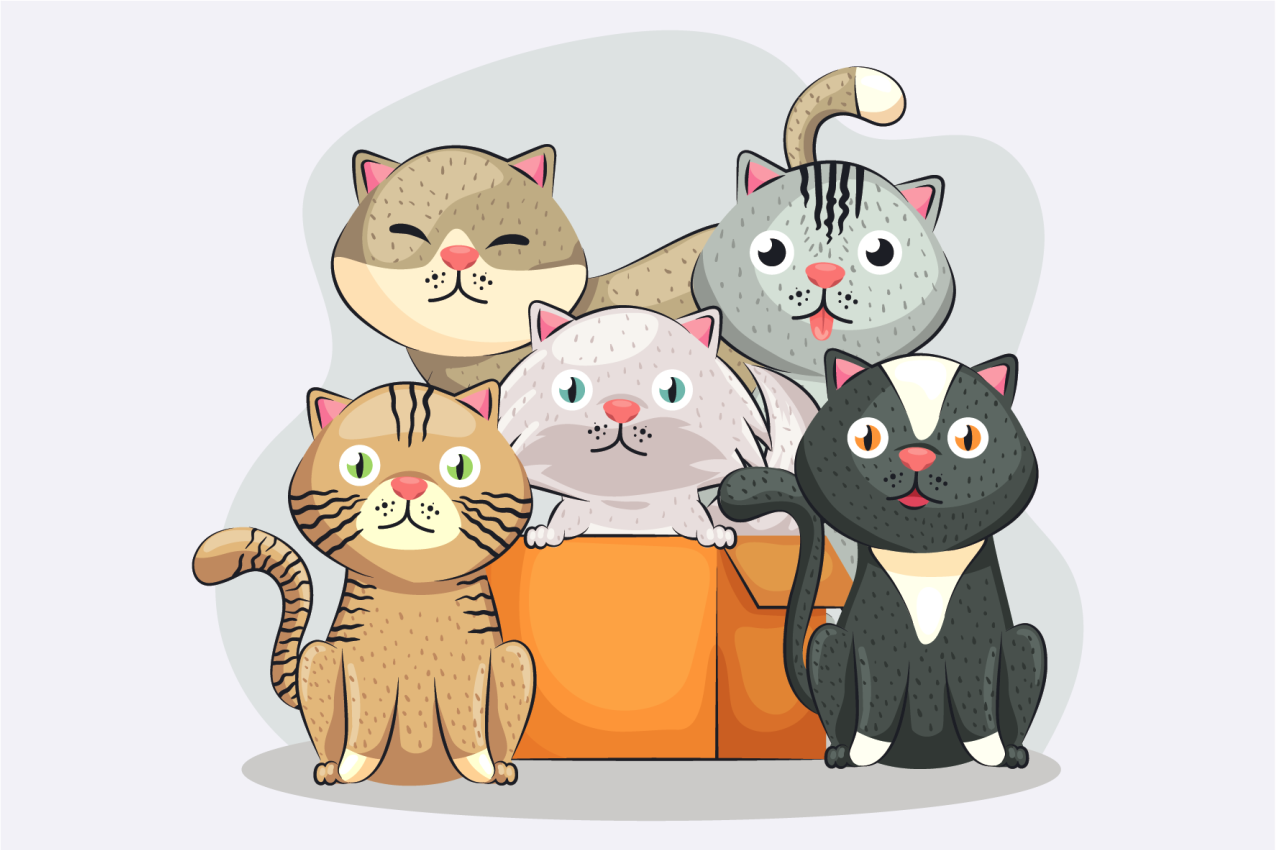 Tischset Kinder Katzen im kasten - TenStickers