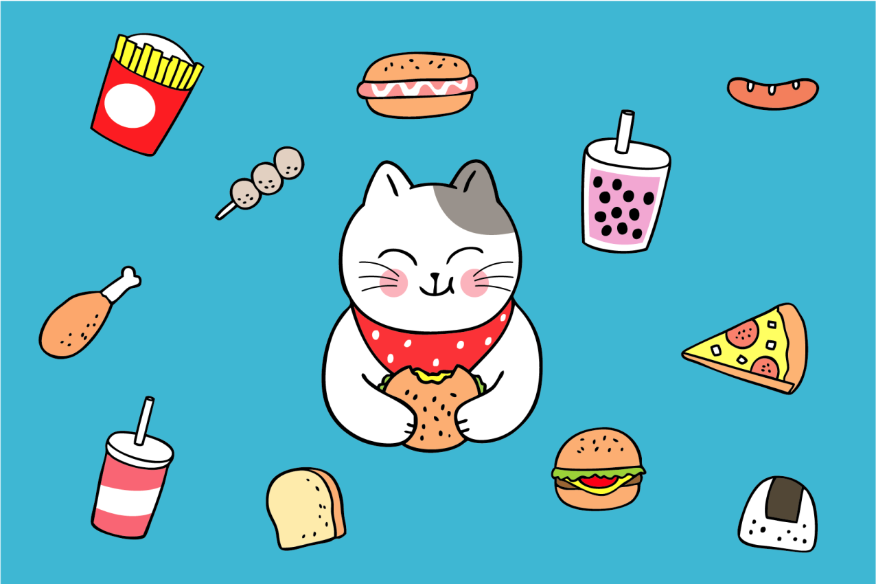 Tischset kinder süße katze beim essen - TenStickers