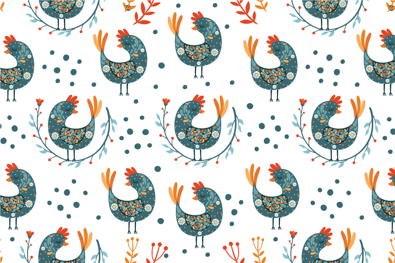 Tischsets originell mit buntem hahn-muster - TenStickers