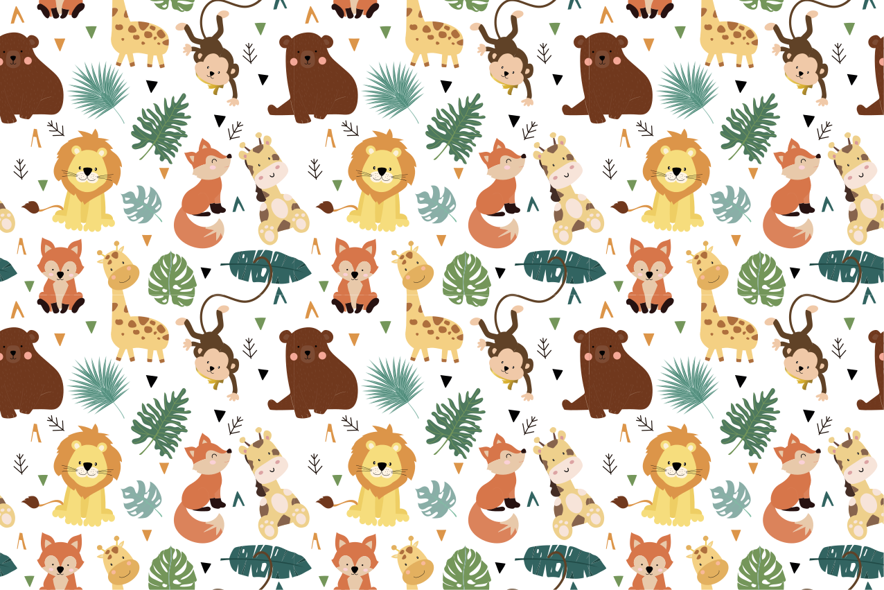 Tischset kinder mit niedlichen tiermustern - TenStickers