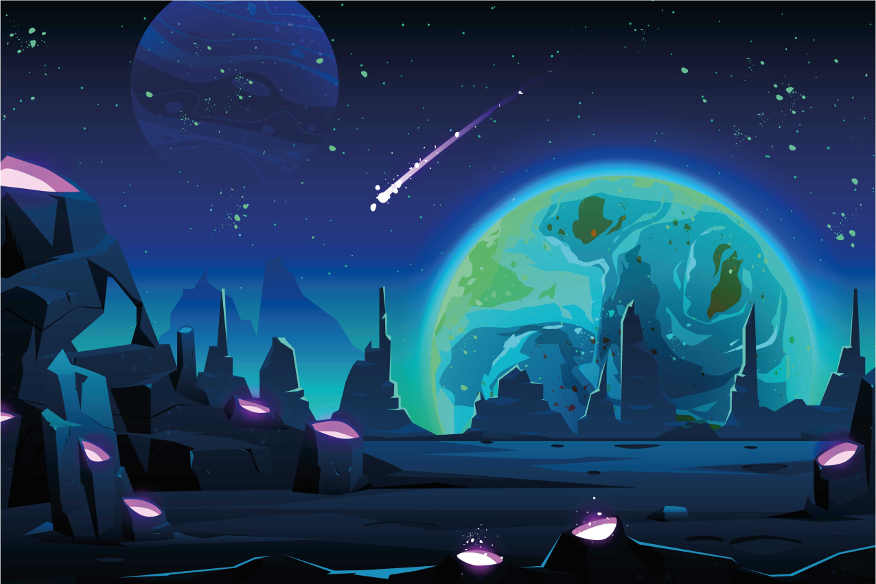 Tischset modern mit kosmischer landschaftsszene - TenStickers