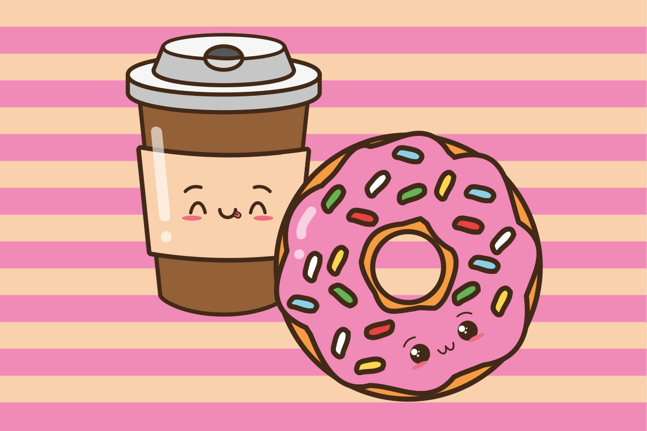 Tischset kinder süße kaffeetasse donut - TenStickers