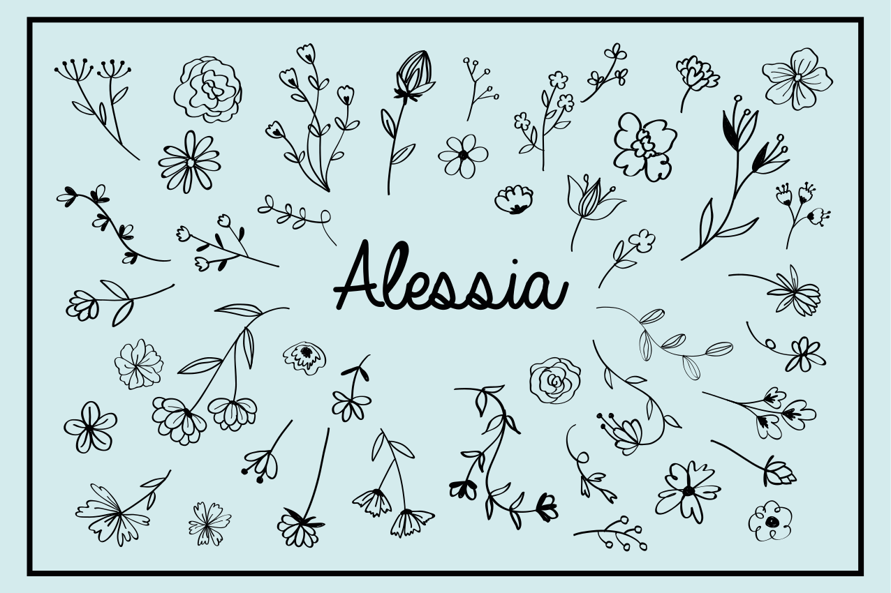 Tischset mit Namen Süße kleine blumen - TenStickers