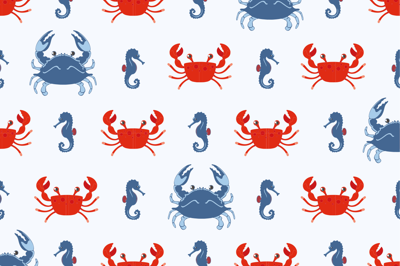 Tischsets originell mit krabben und seepferdchen-muster - TenStickers